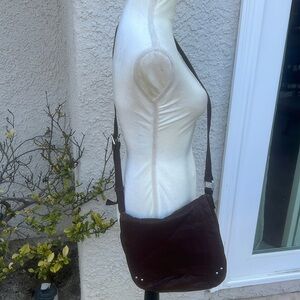 PERLINA New York Brown Distressed Leather Crossbody Purse